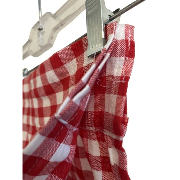 Two Pioneer Woman Red & White Pom Tassled Window Panels 34.5" gingham - Picture 6 of 13